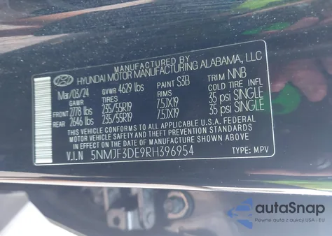 2024 Hyundai Tucson Sel from USA, damaged, VIN 5NMJF3DE9RH396954